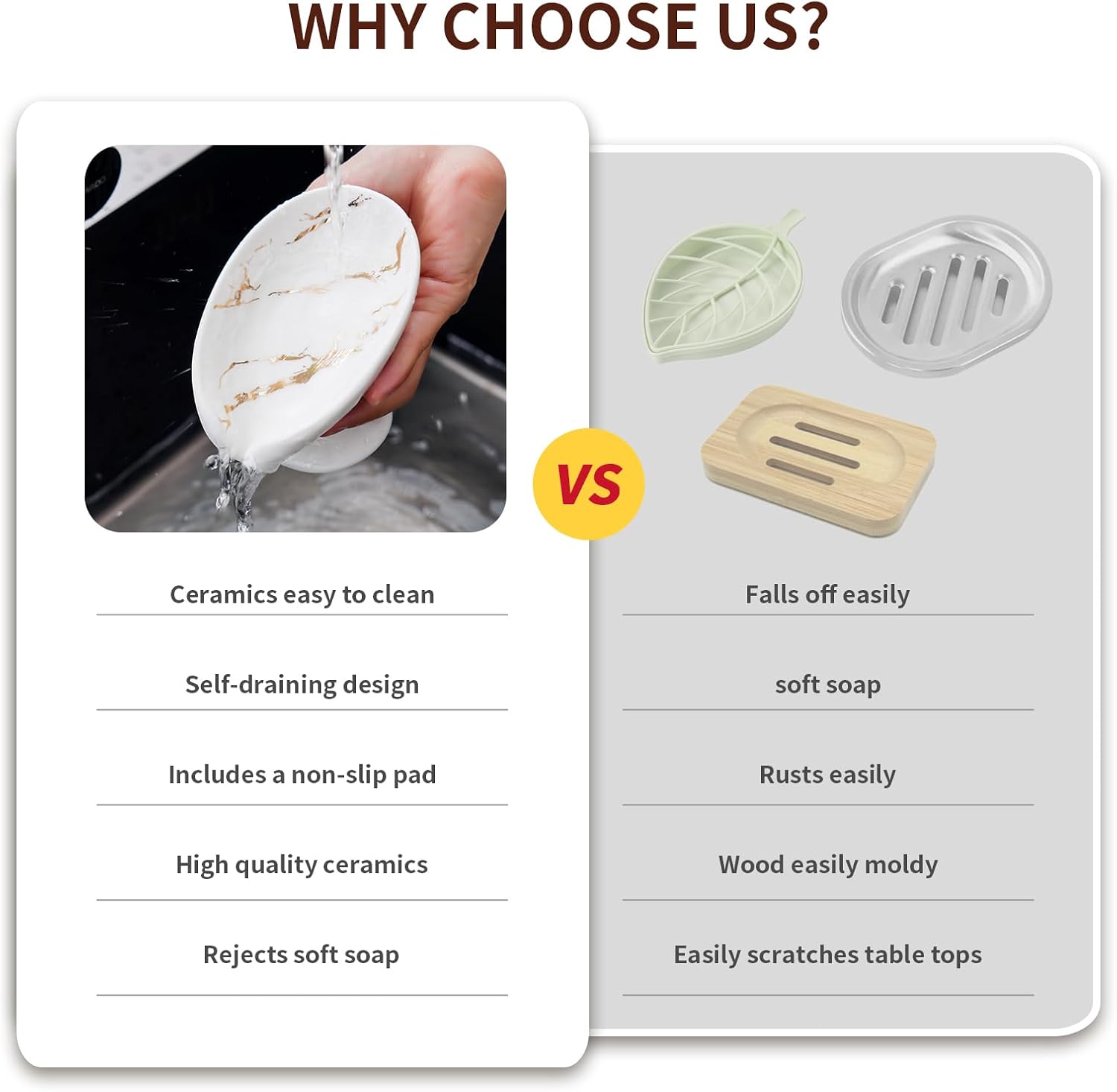 Soap Holder Self Draining Leaf Shape Soap Dishes / Small Size-marble White