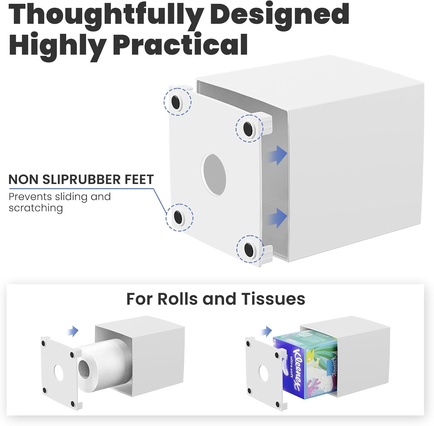 Square Modern Facial Acrylic Tissue Holder Napkin Dispenser Accessories / White / 1 Tissue Box Cover
