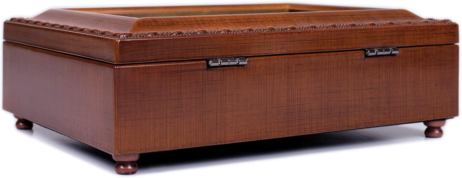 Broken Chain Will Link Again Woodgrain Rope Trim Music Box Plays How Great Thou Art