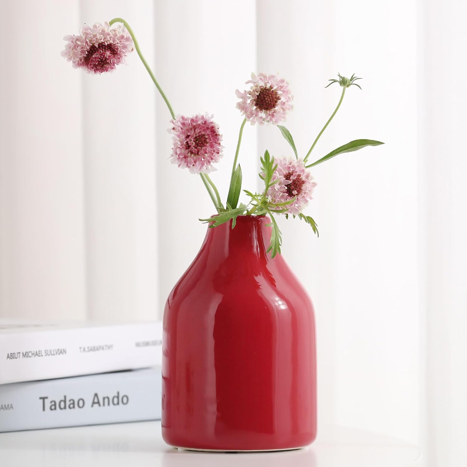 Red Small Vase for Modern Home Decor / 3 Vase Set- Red / Set of 3