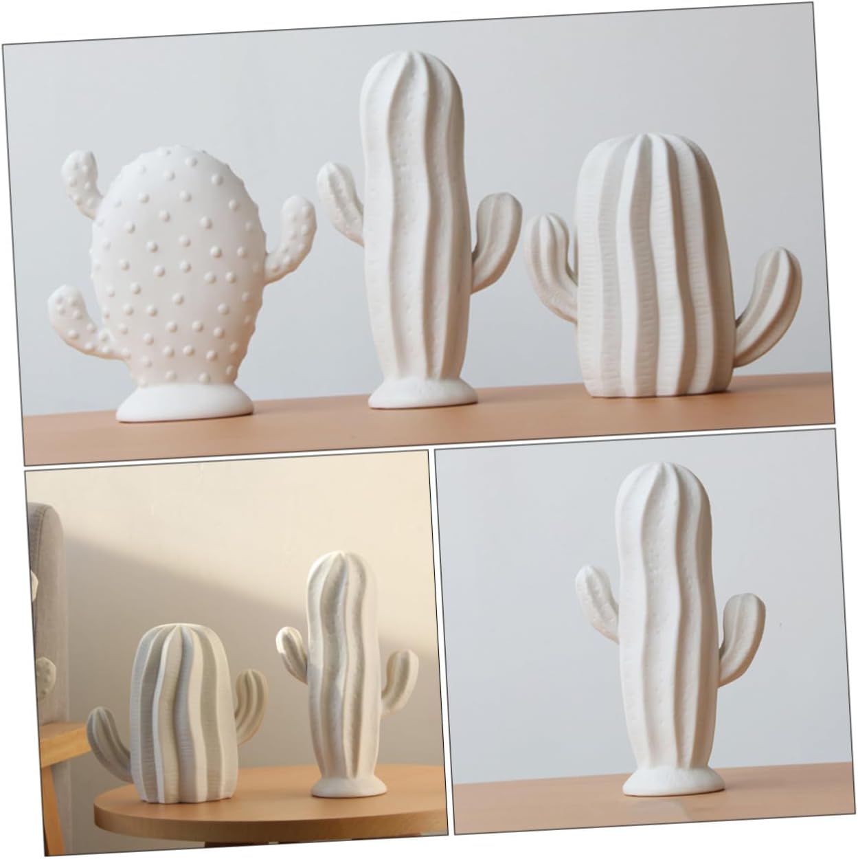 Ceramic Cactus Figurine Minimalist Cactus Statue Porcelian Collectible Art Sculpture Jewelry Holder