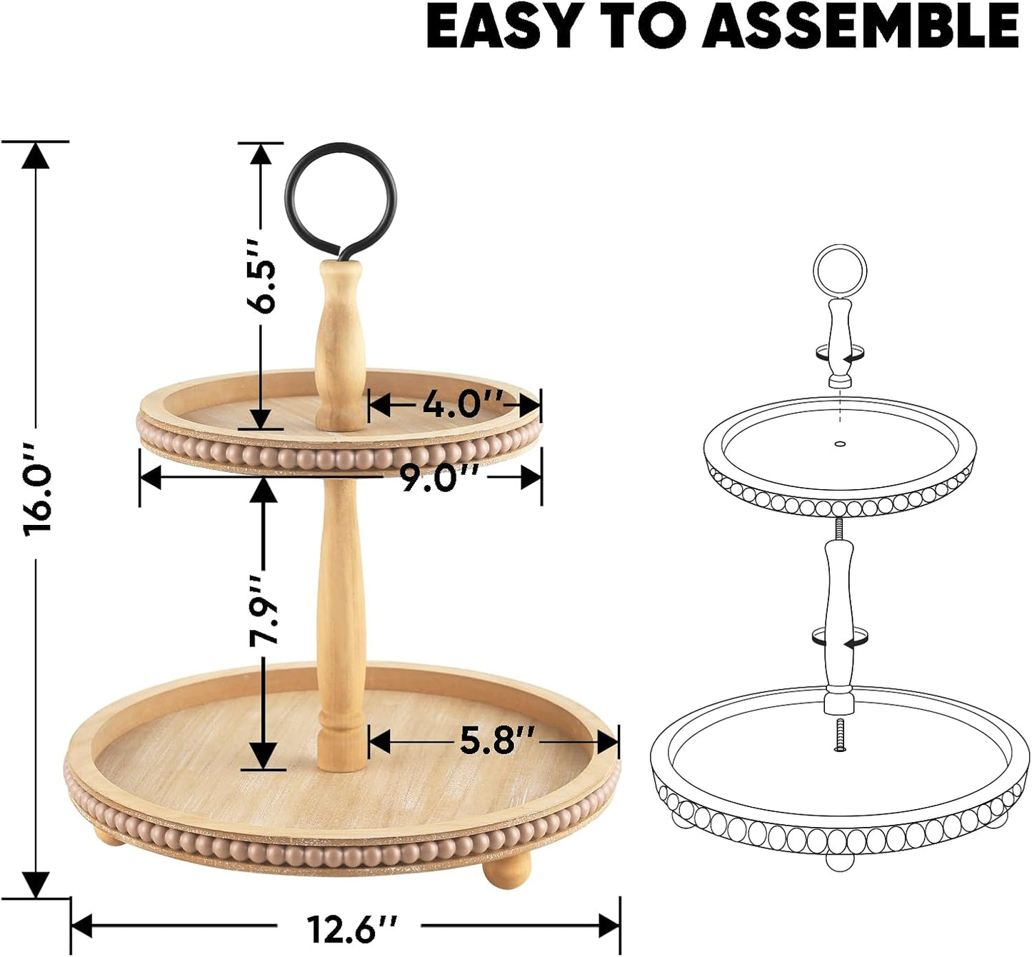 Farmhouse Round Wood Serving Tray / 12.6 / Brown