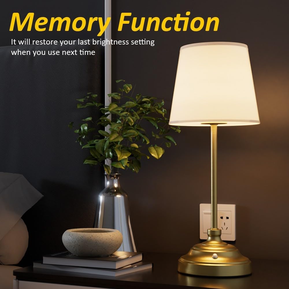 Aipsun Cordless Table Lamp, 2 Packs Gold Rechargeable Desk Lamp with 6000mAh Battery Operated,Bedside Lamps for Night