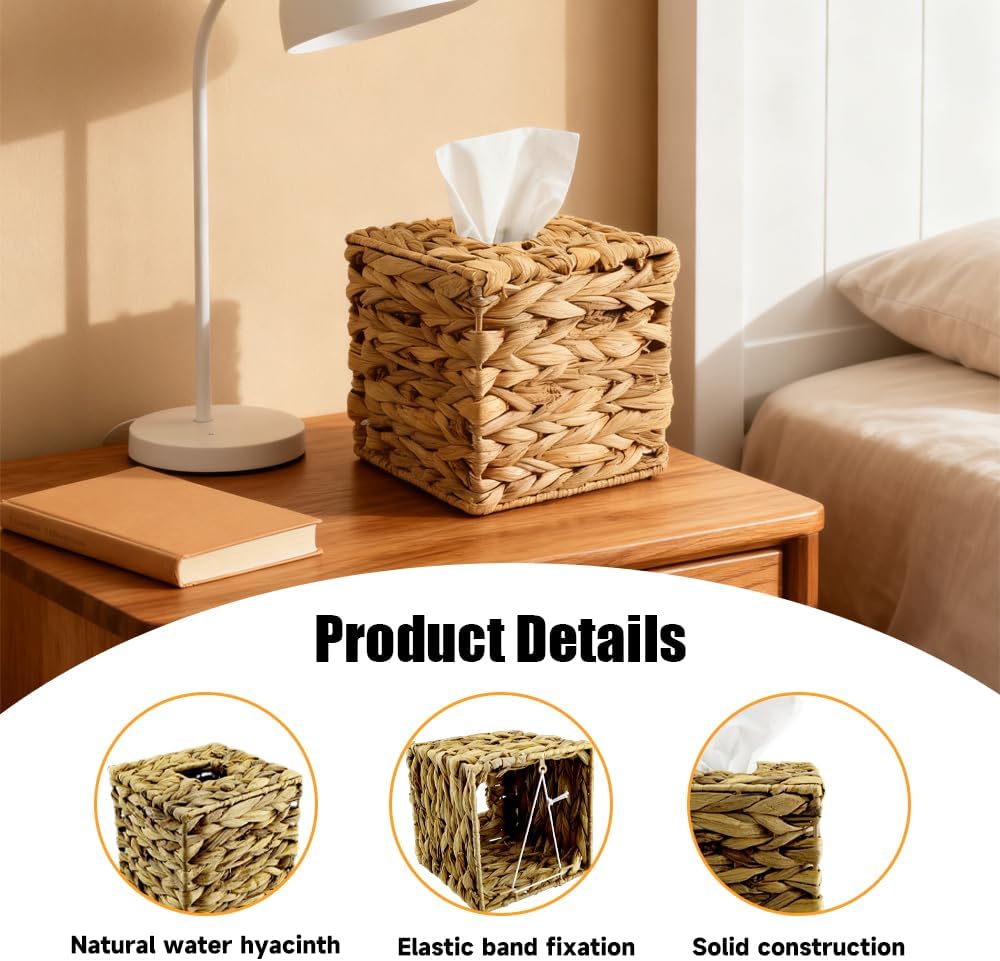 Natural Handmade Wicker Napkin Holder / Water Hyacinth Brown