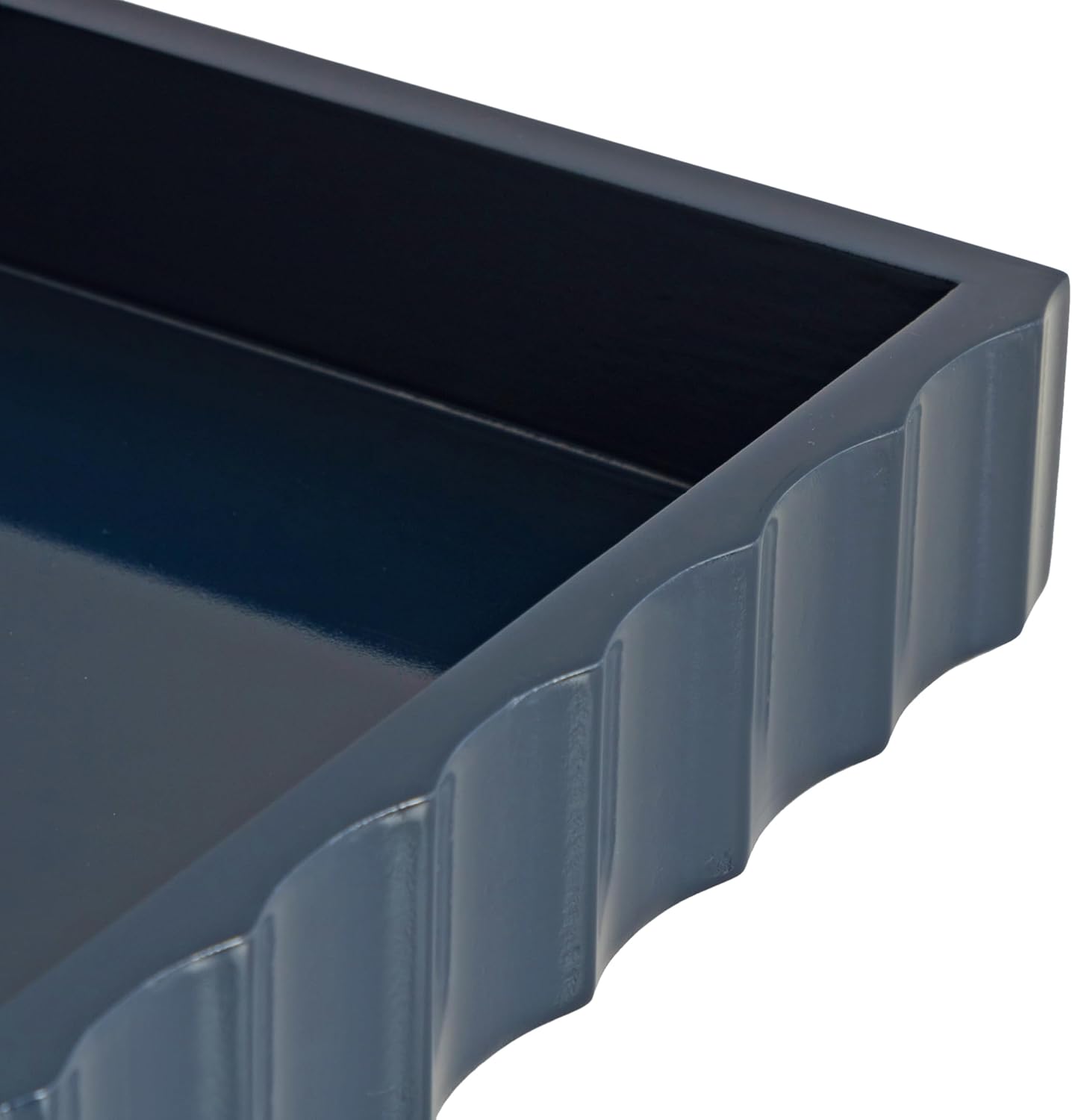 Modern Scalloped Serving Tray / Navy Blue / 16 x 12