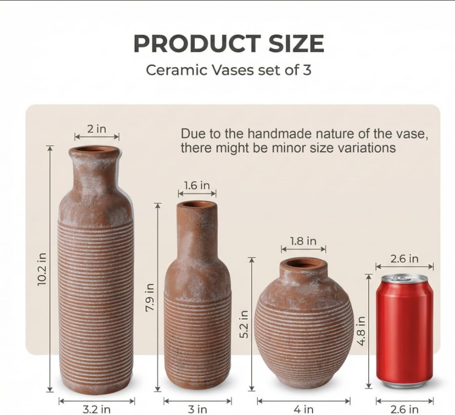 Rustic Farmhouse Vase / Retro2 / Set of 3