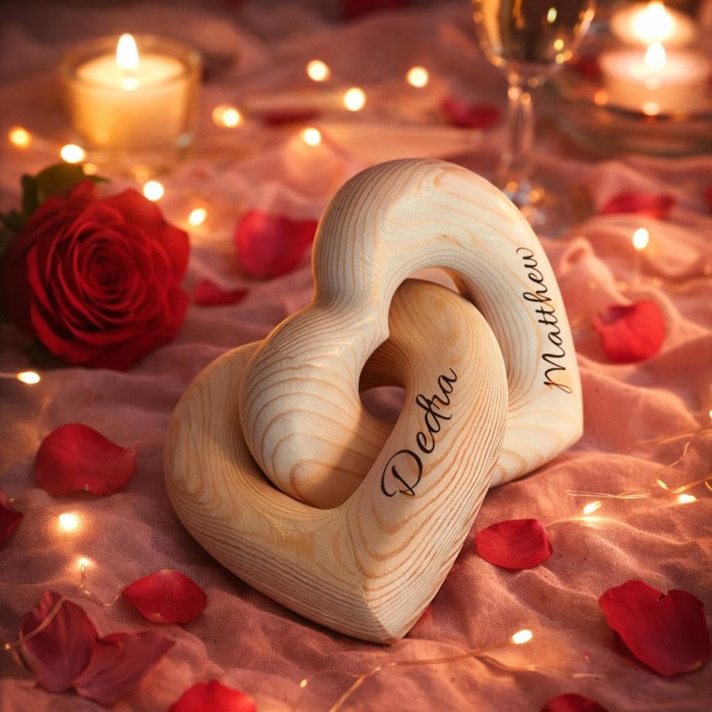 Names Wooden Love Knot Heart Sculpture Couple Gifts Home Decor