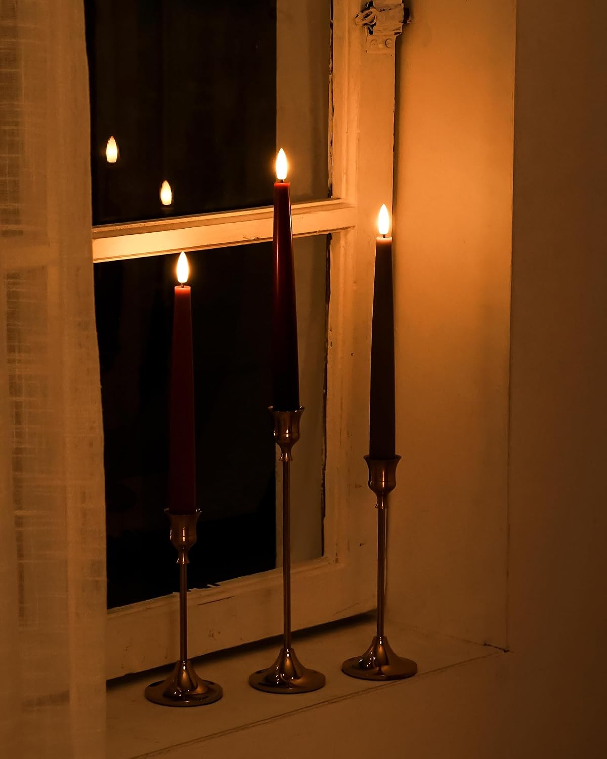 Stmarry Fall Flameless Taper Candles with Remote and Timer, 9.65 Inch Real Wax LED Candlesticks, Battery Operated