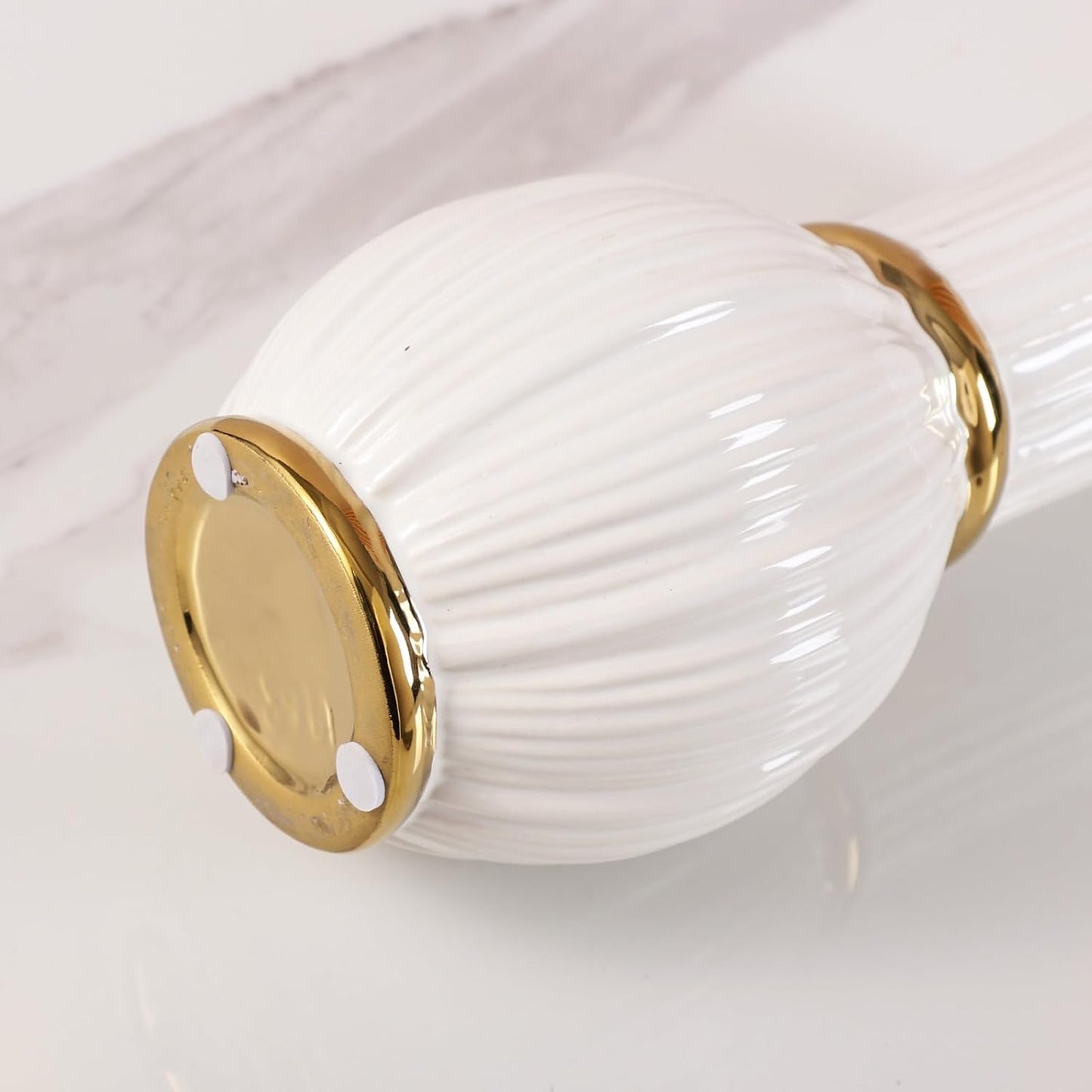 Gold Ceramic Vase / Small / White / 7 Inch