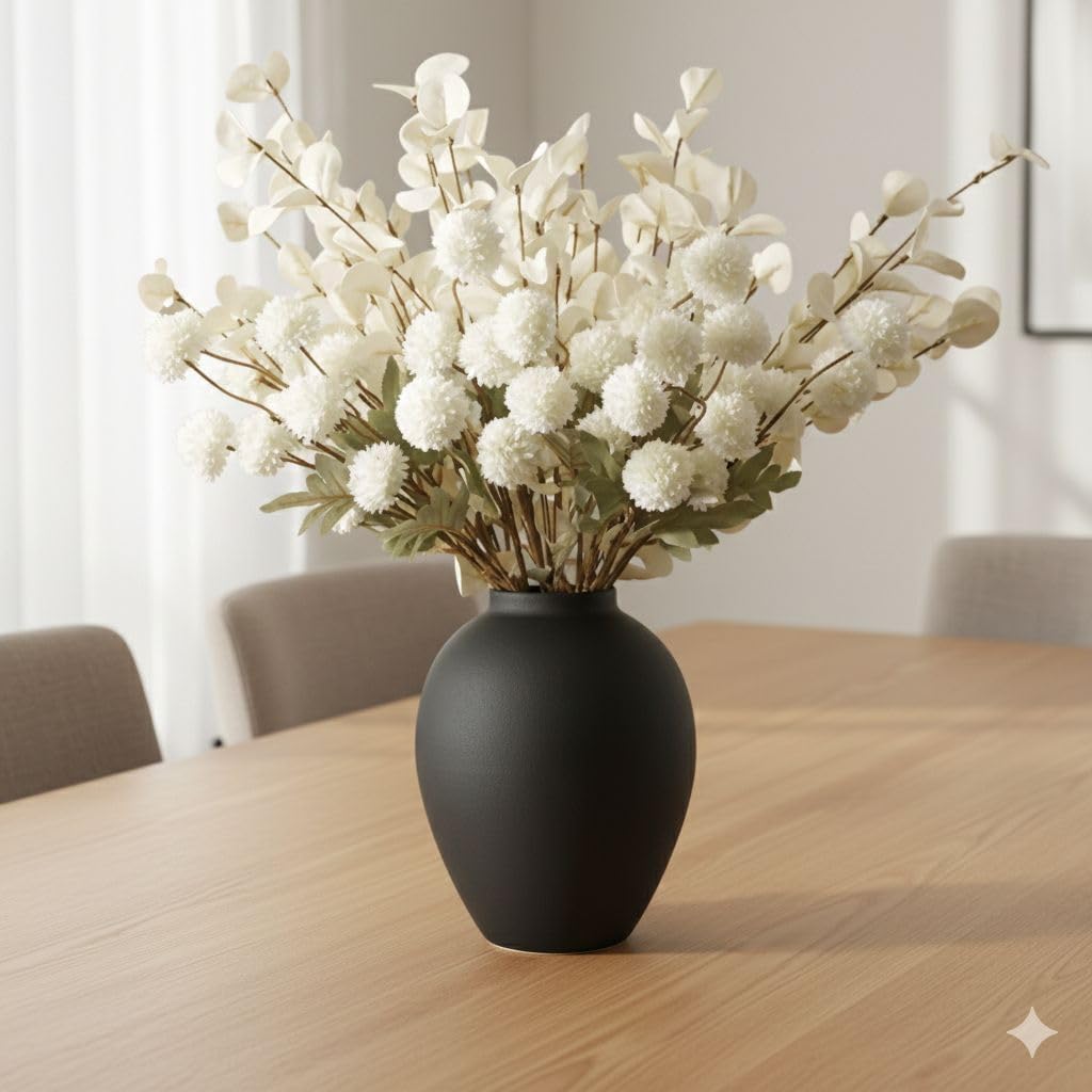 SilkSerenade Large Black Matte Flower Vase / Matte Black