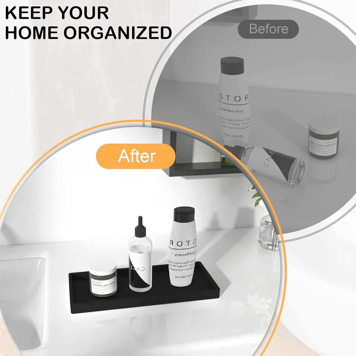 Bathroom Vanity Tray / 2black / 8 x 5 / 2PCS11. / Set of 2