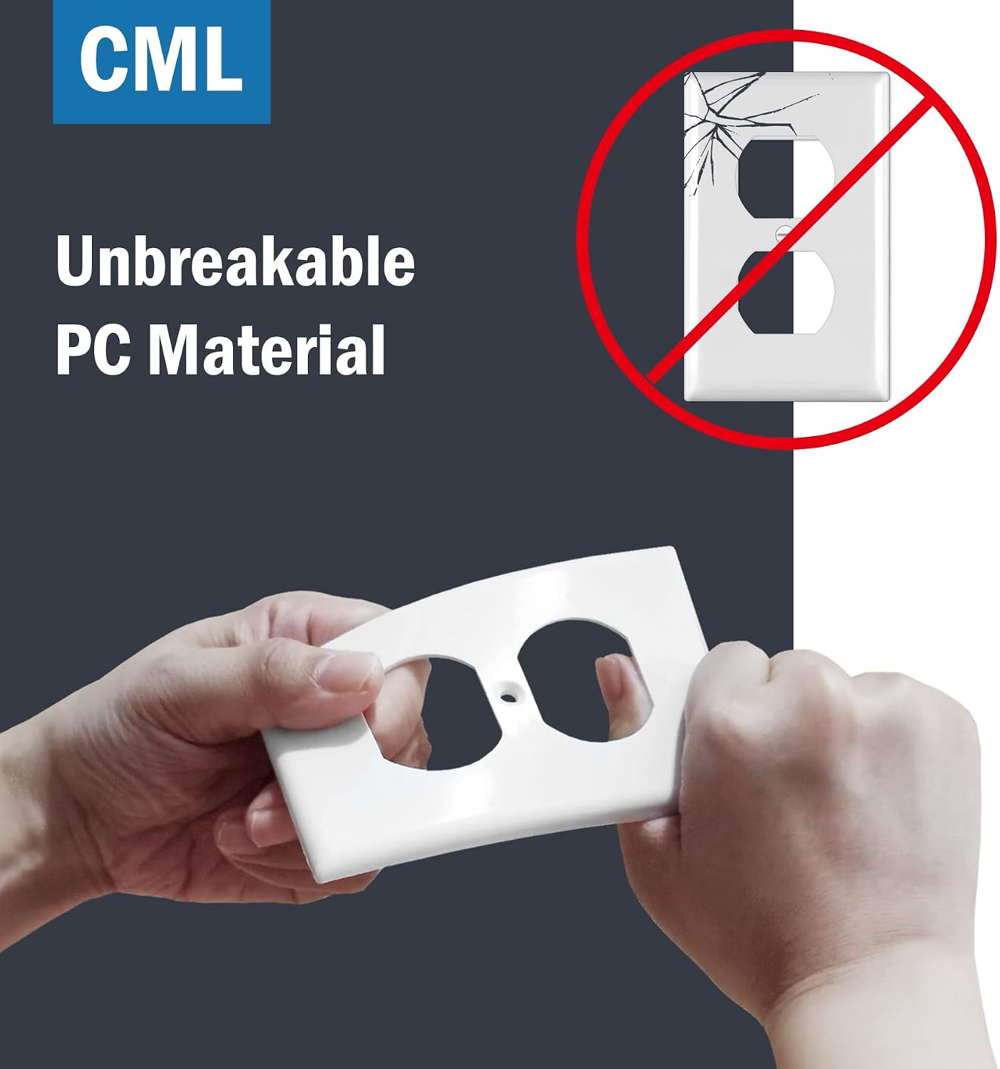 CML Duplex Outlet Covers, 50 Pack Electrical Outlet Wall Plate, 1-Gang Switch Plates, Dual Receptacle Faceplate