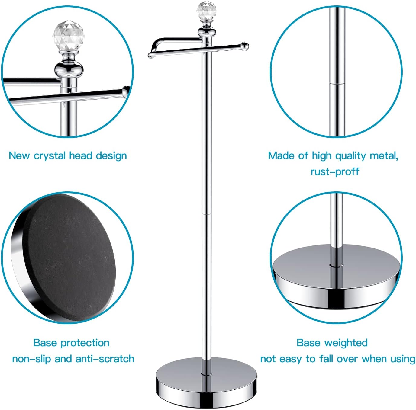 ROLABAM Toilet Paper Holder Stand (with Reserve Function) Free Standing Toilet Paper Holder for Bathroom Total Height