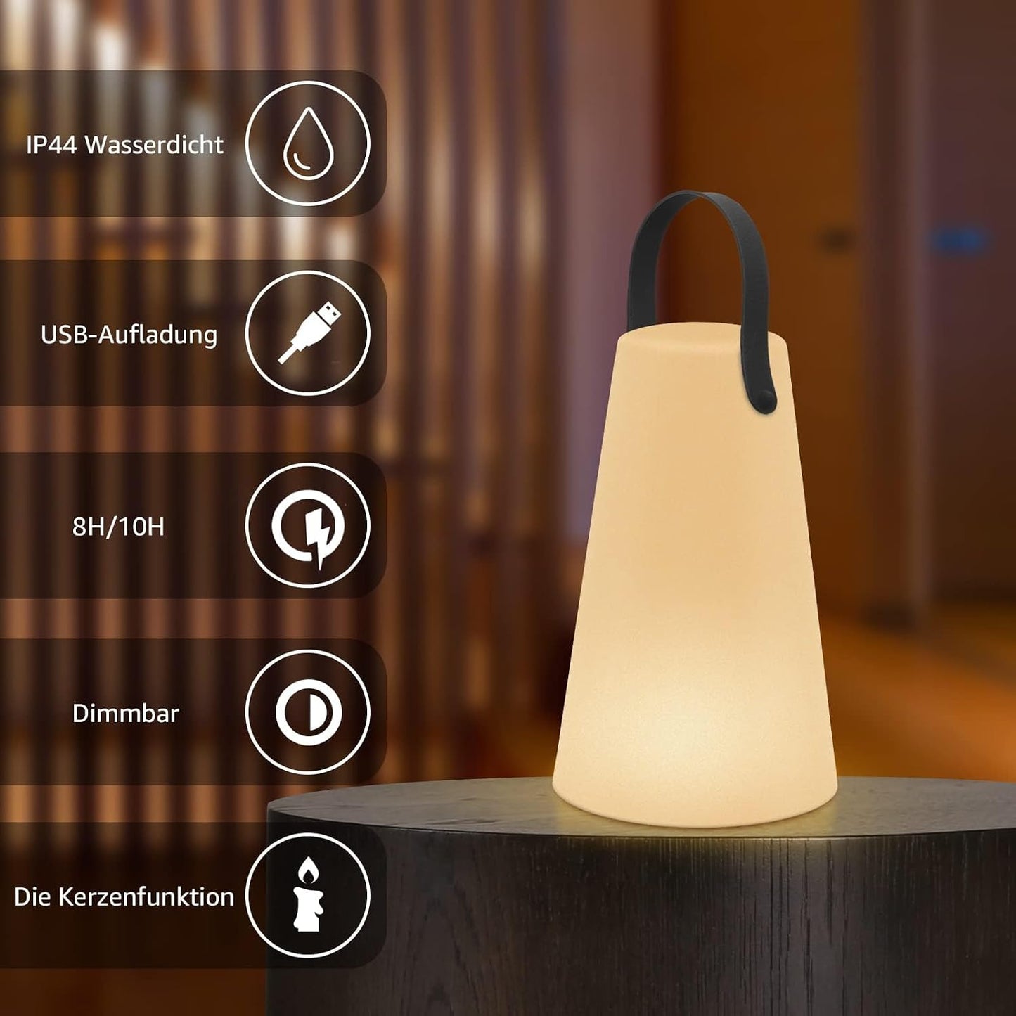 Outdoor Lanterns, GGII Rechargeable Camping Lantern with IP44 Waterproof, Battery Operated Outdoor Portable Cordless