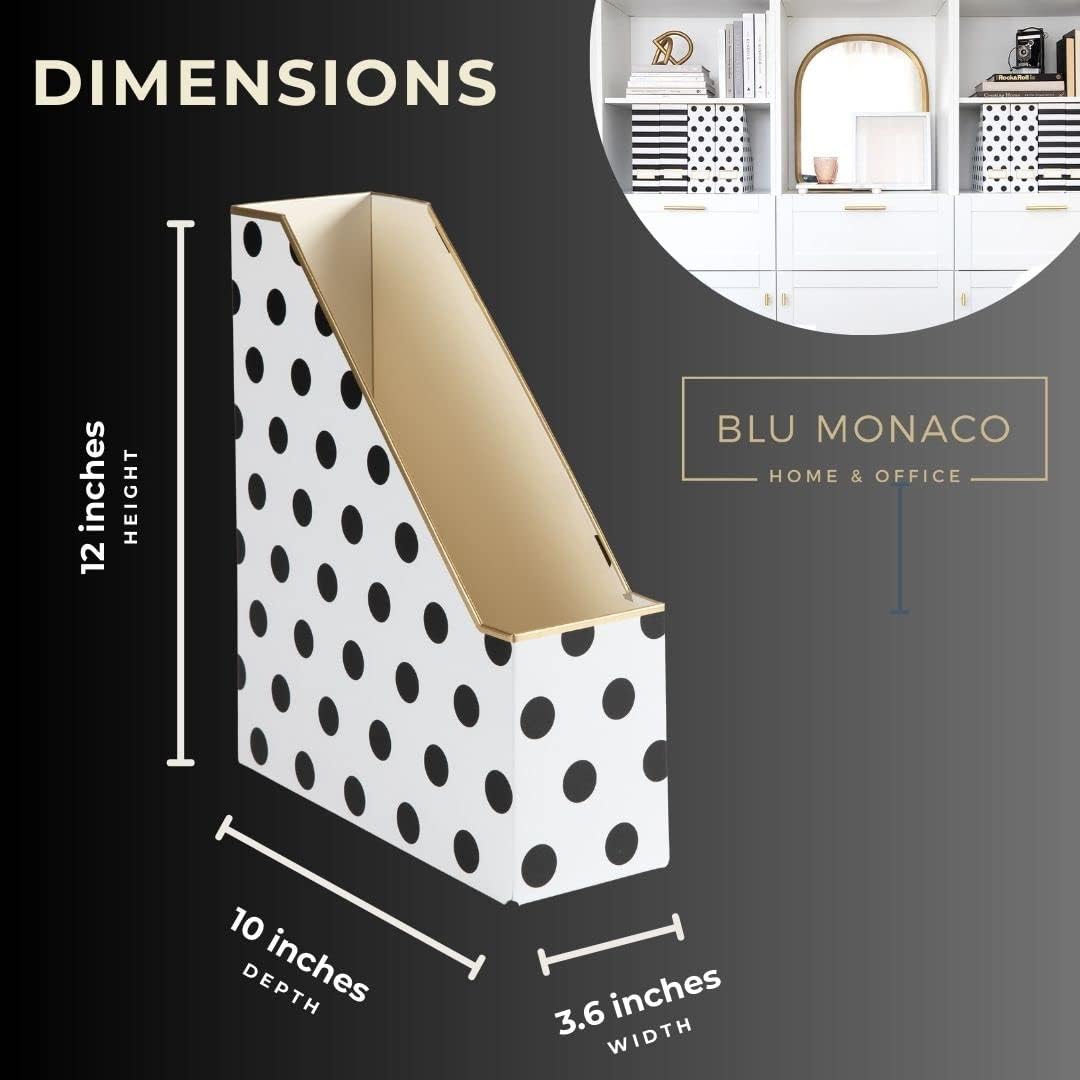 BLU MONACO | Cardboard Magazine File Holder Set of 4 | Vertical Magazine File Holder for Desk and Shelves | Standing