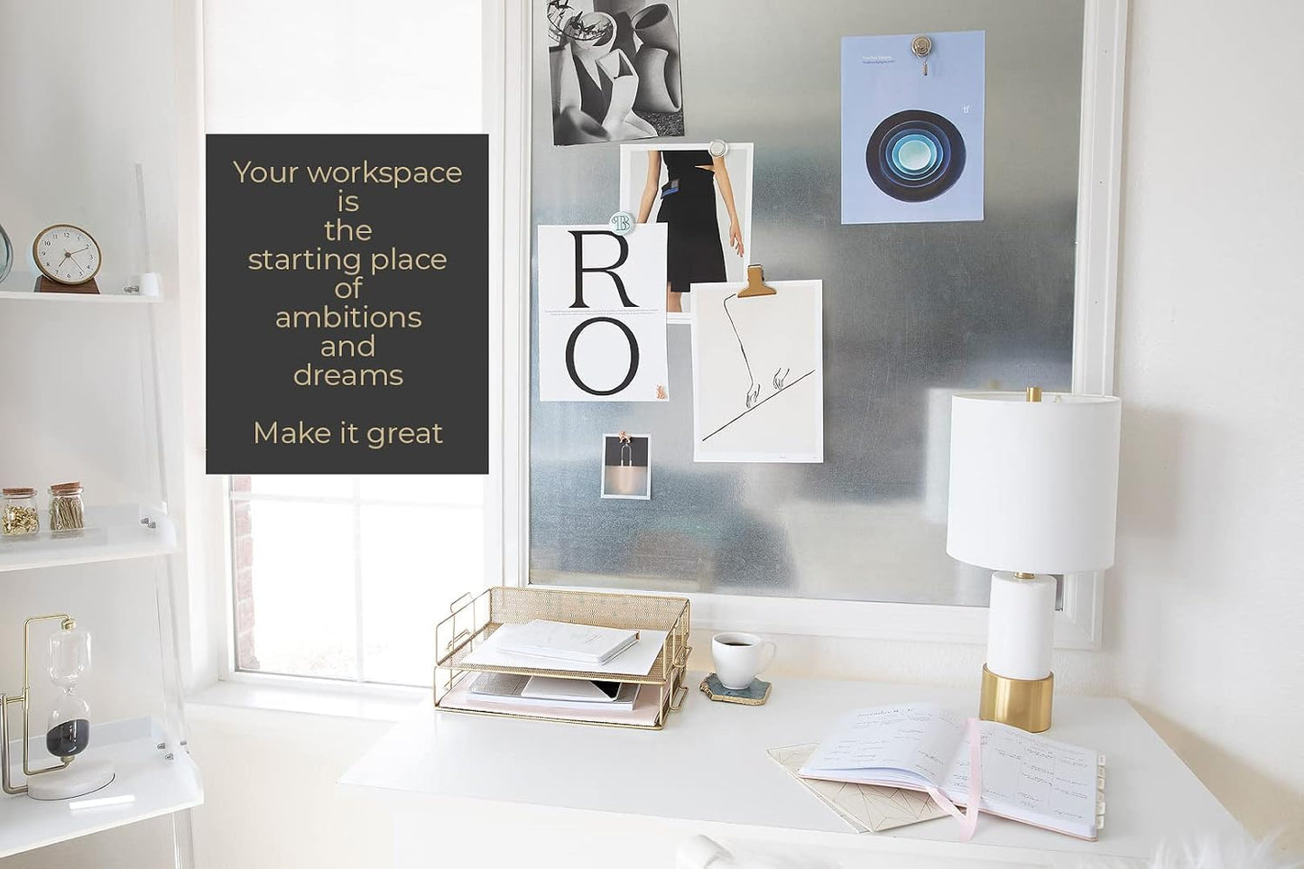 BLU MONACO | Paper Tray Stackable Gold Mesh Set of 2 | Stackable File Trays for Desk Organization | Tiered Desk