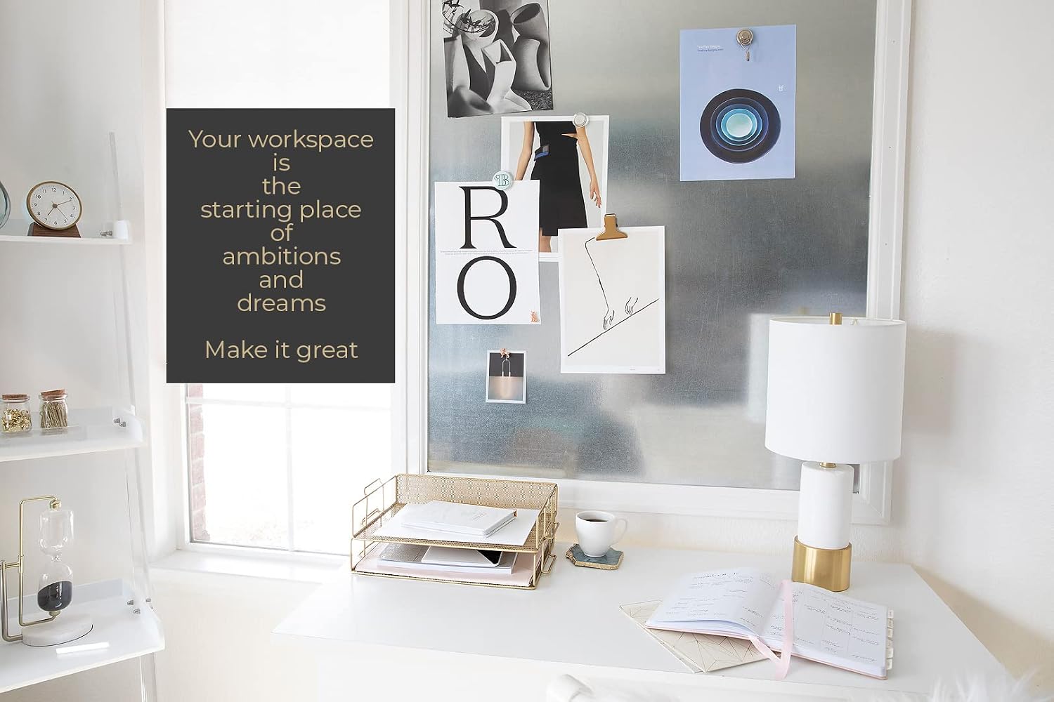 BLU MONACO | Paper Tray Stackable Gold Mesh Set of 2 | Stackable File Trays for Desk Organization | Tiered Desk