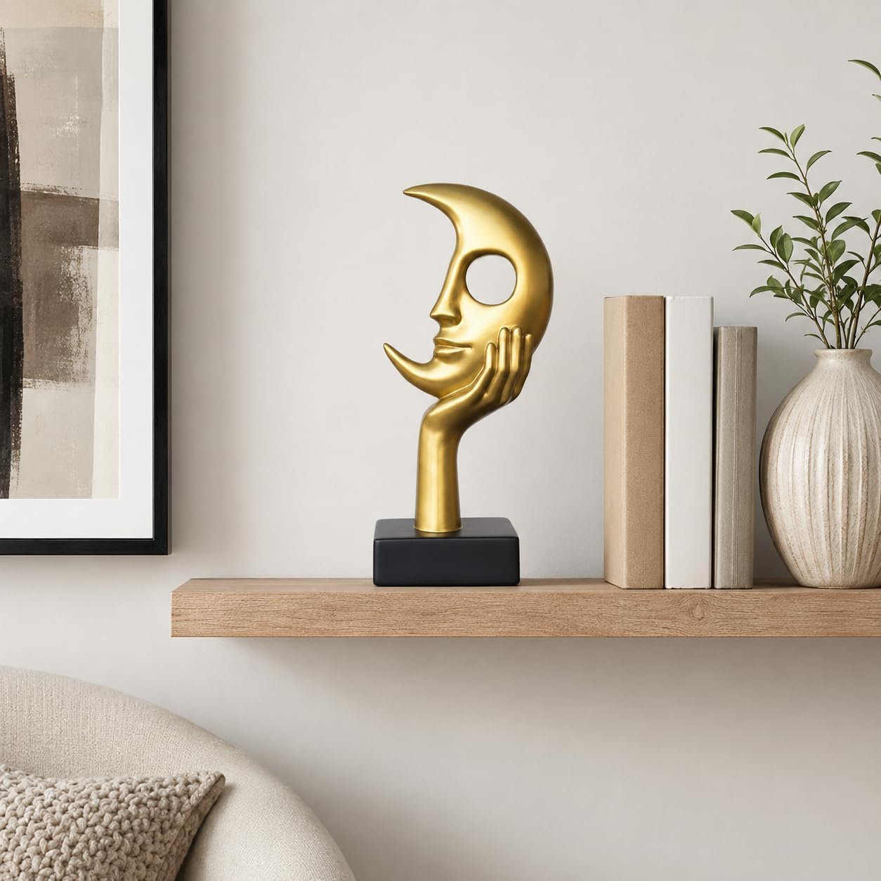 Thinker Statue / Modern Home Decor Ornament / Metallic Gold / Large