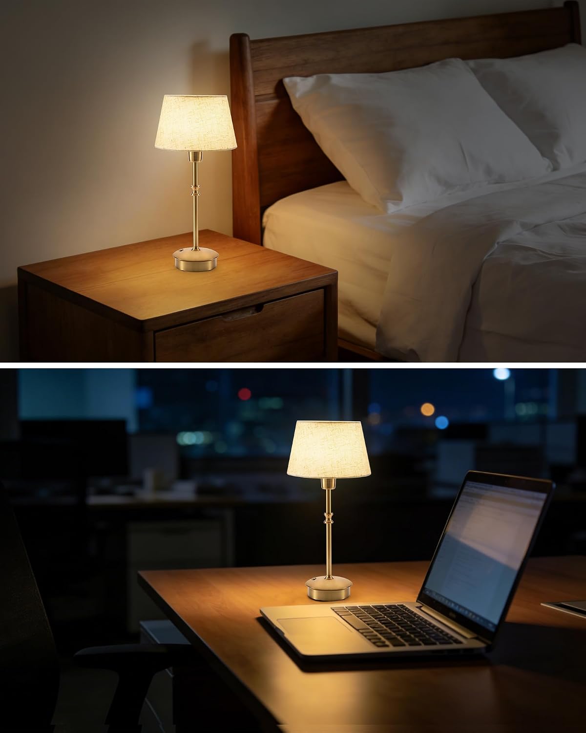 2 Pack Small Cordless Table Lamp, Rechargeable Touch Lamp | 5200mAh Battery Operated, Portable 3-Way Dimmable Desk