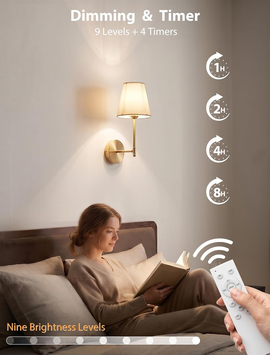 Wall Sconces Set of Two Rechargeable Cordless Wall Decor with Magnetic Bulb | Dimmable Wall Lamps with Remote RGB &