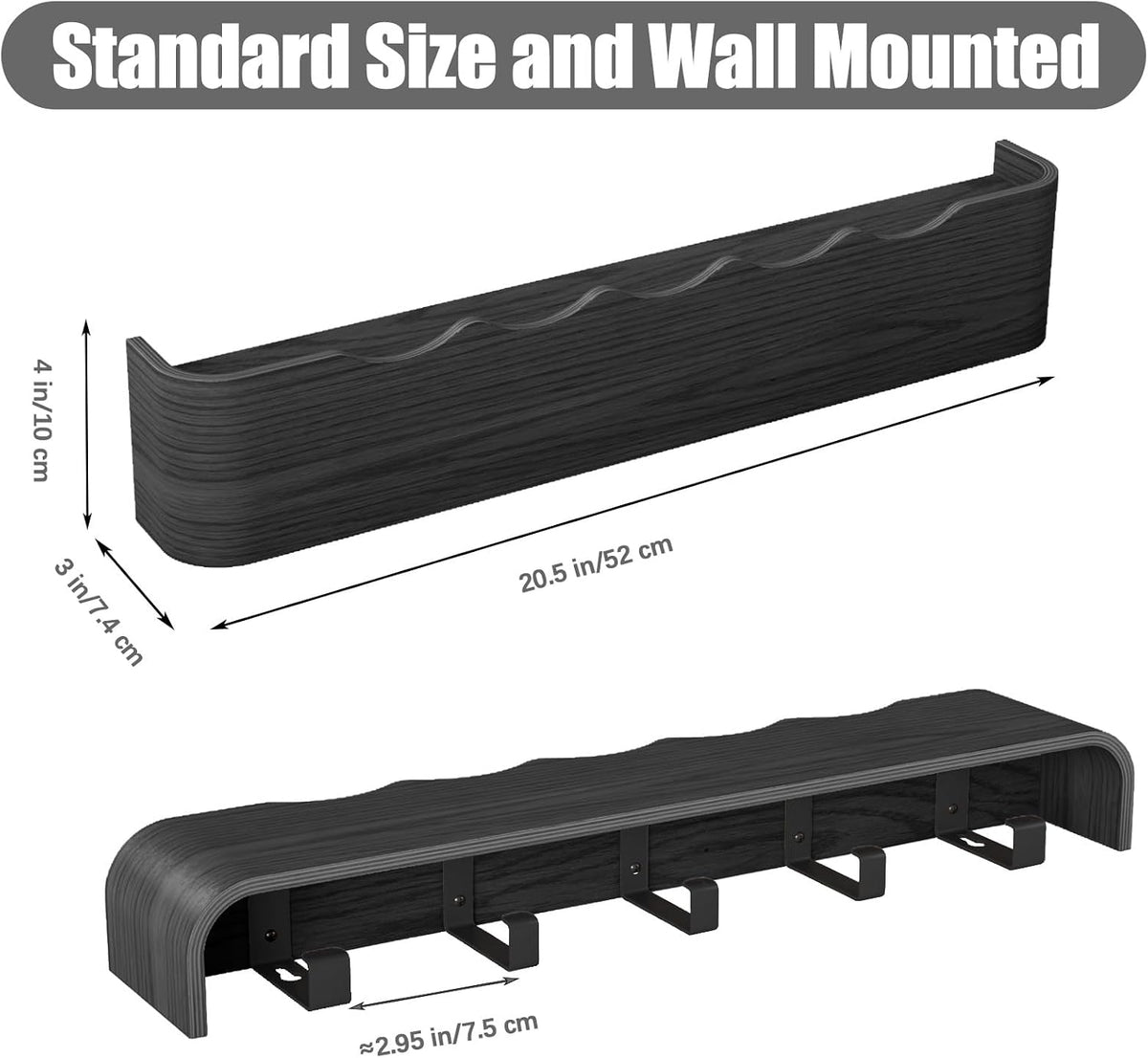 Coat Rack Wall Mount with Shelf 5 Hidden Hooks Modern Wooden Key Holder Entryway Organizer for Hallway Bedroom Bathroom