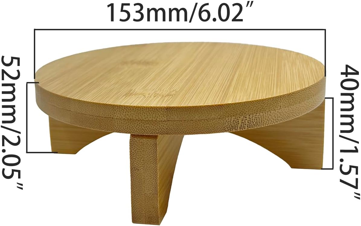 Short Round Wooden Plant Stand Indoor Desktop Flower Pedestal Stand Wood Decor Risers / 6 Inch