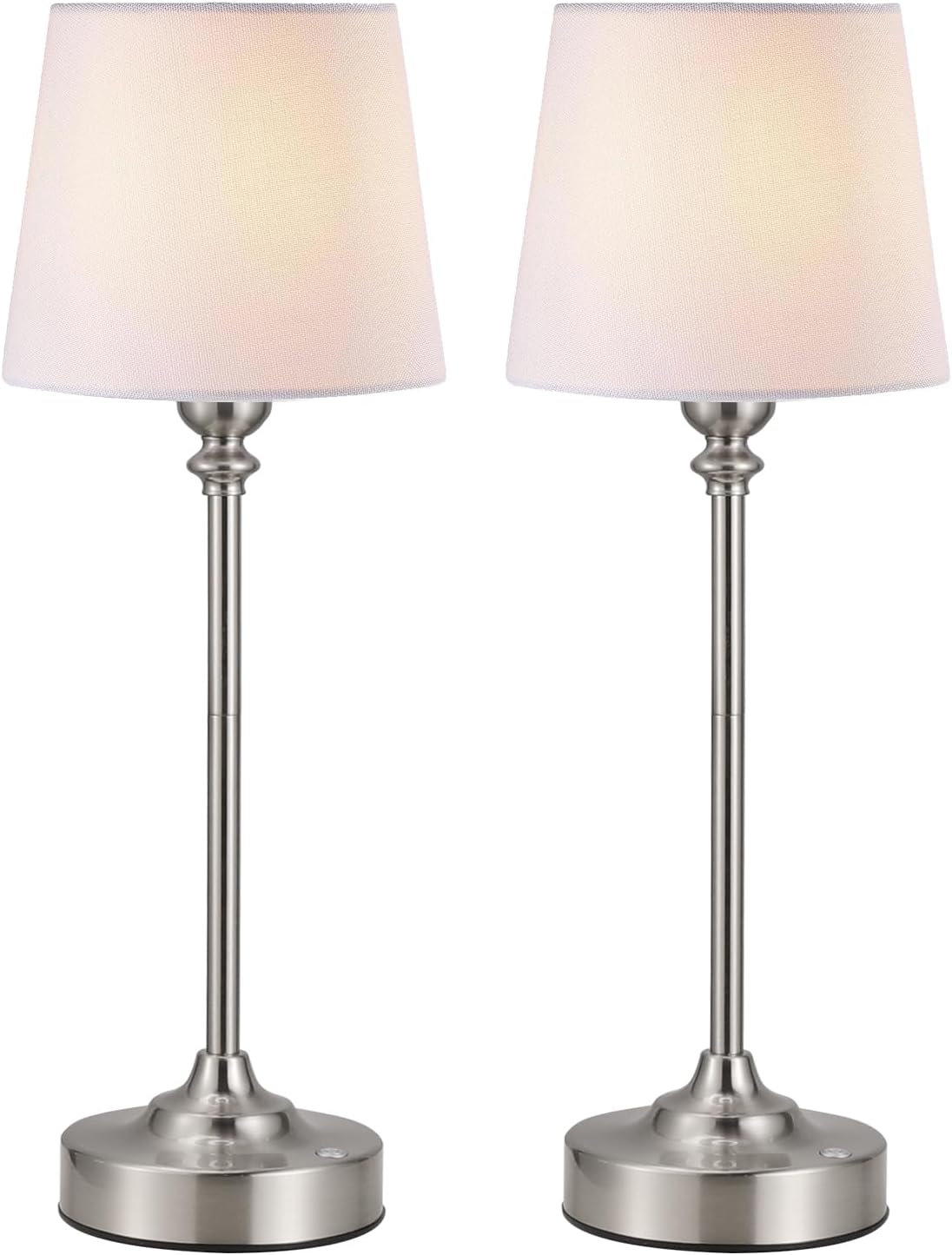 Kakanuo Cordless Table Lamps Rechargeable Set - 2 Pack Silver 4000mAH Battery Operated Lamps for Decor, 3000K Stepless