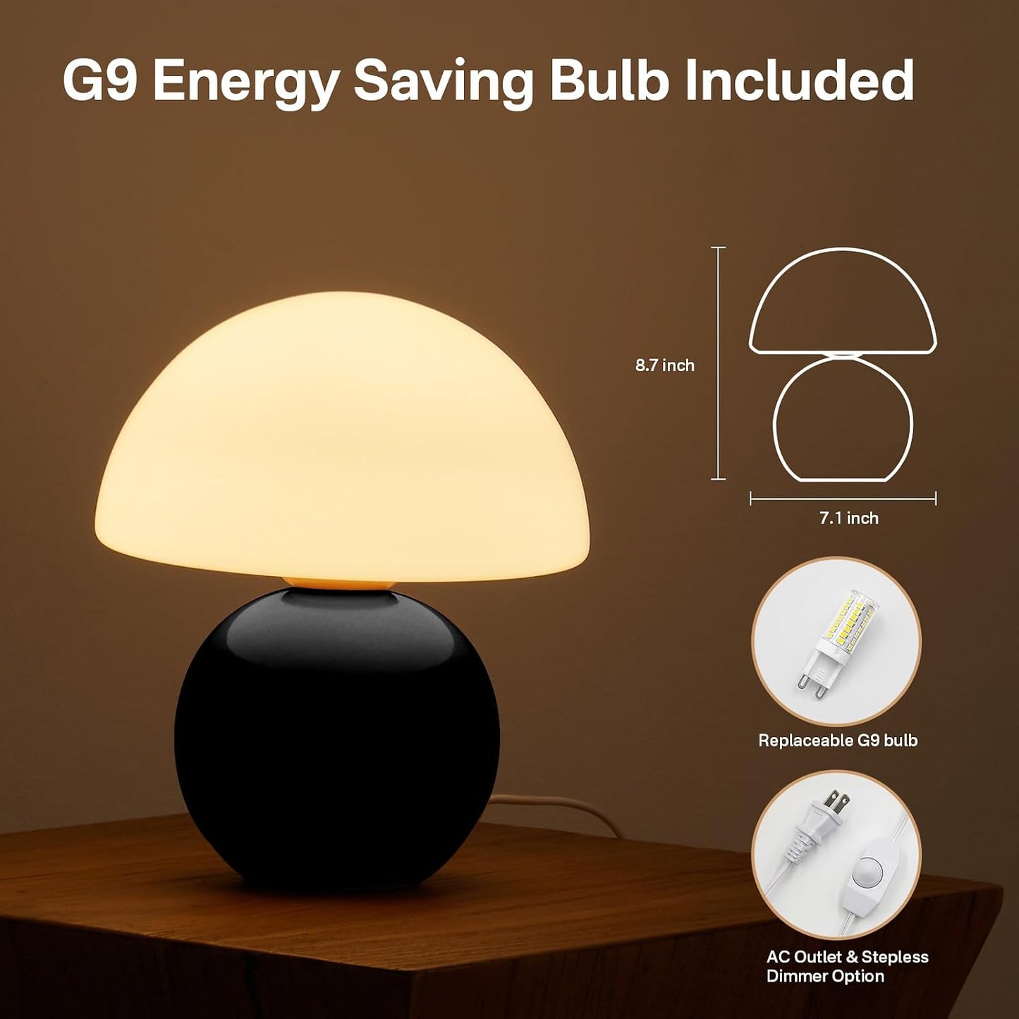 Mushroom Lamp Table Lamp / Black