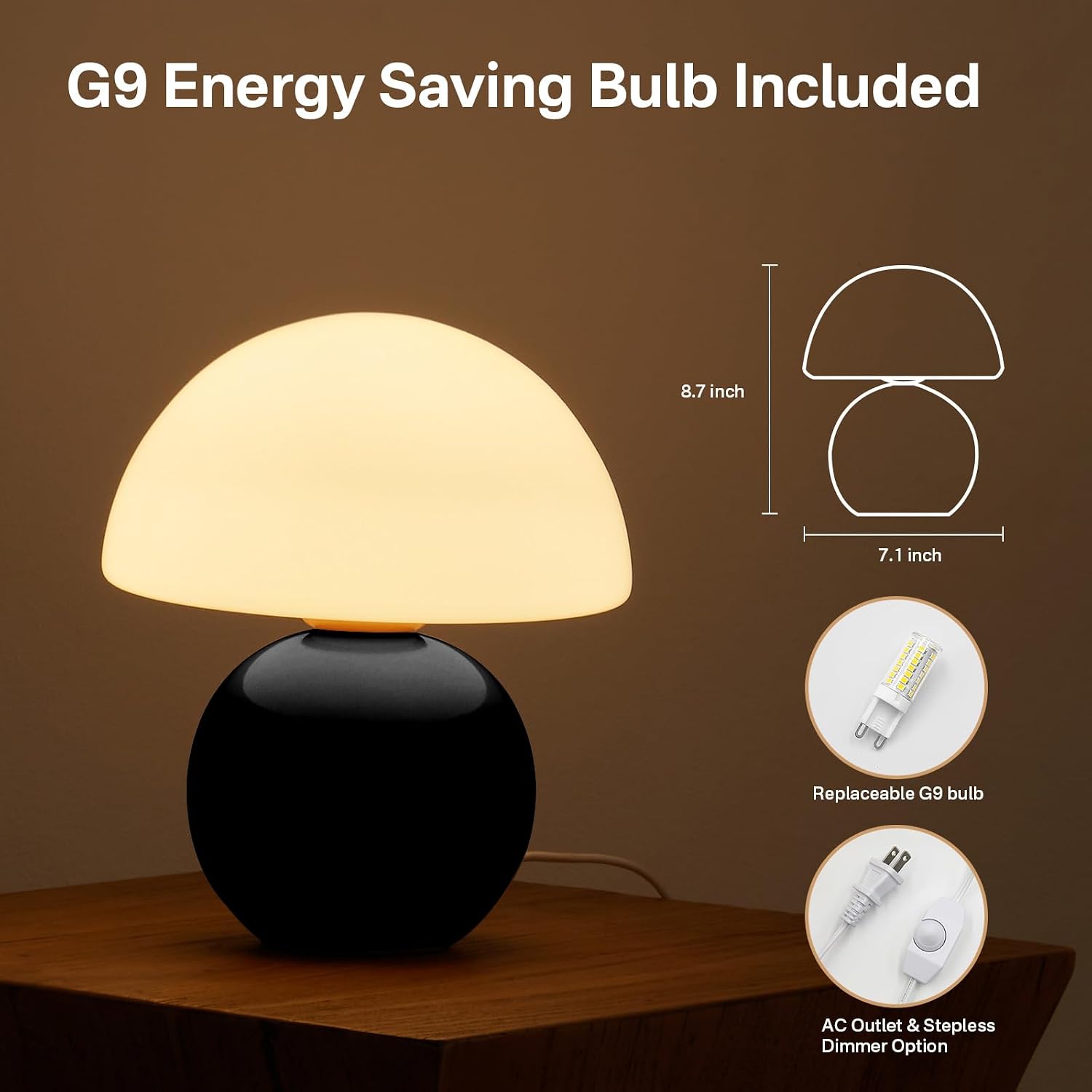 Mushroom Lamp Table Lamp / Black