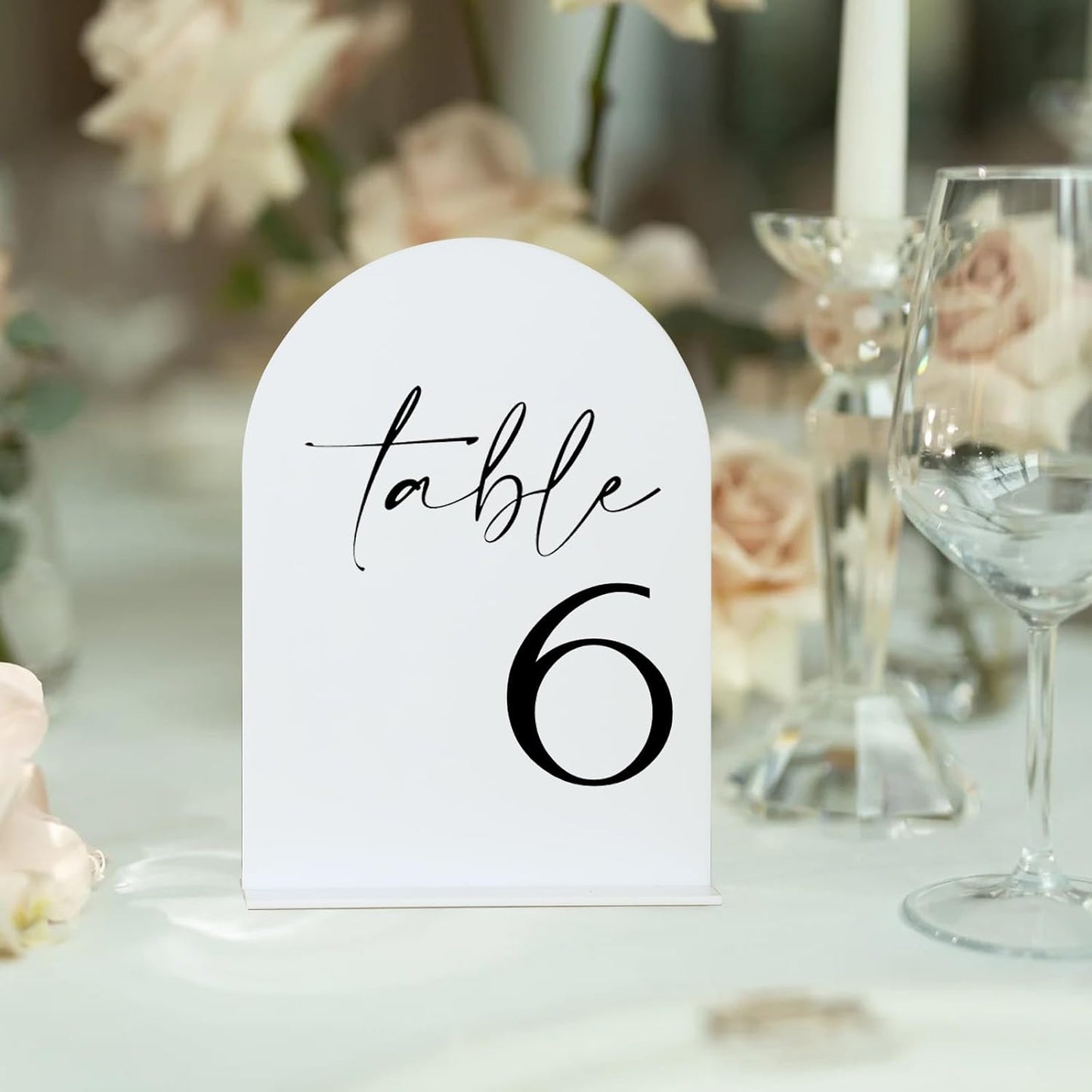HOODO White Arch Wedding Table Numbers 1-10 with Stands, 5"x7" Arched Acrylic Signs and Holders, White Arch Table