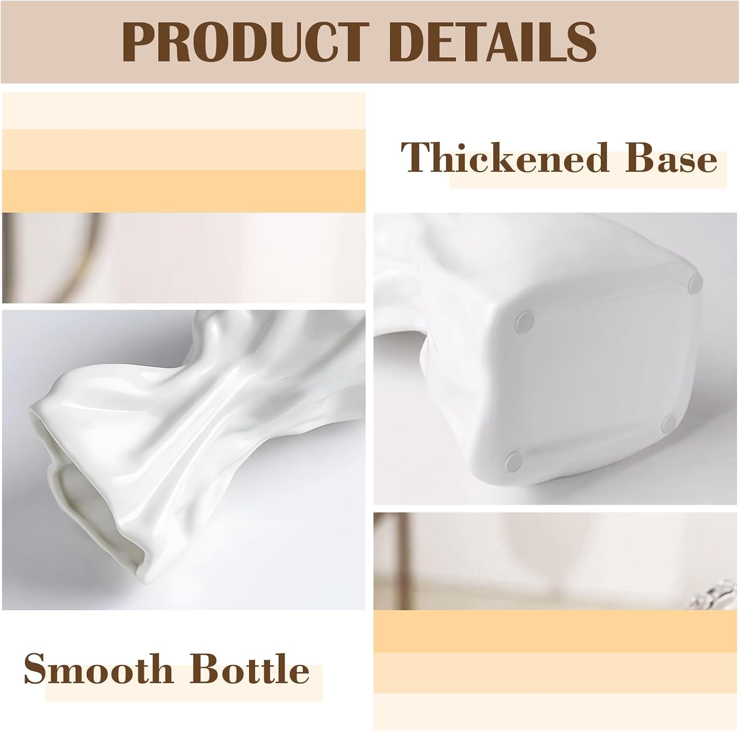 Irregular Flower Vase Modern Art Decorative Vase for Flowers / White Ceramic / Large / 7.5 Inch