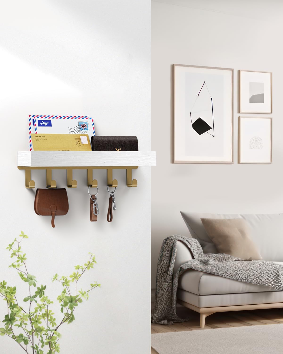 Key Holder Wall Mount Adhesive Magnetic / Gold White / Medium