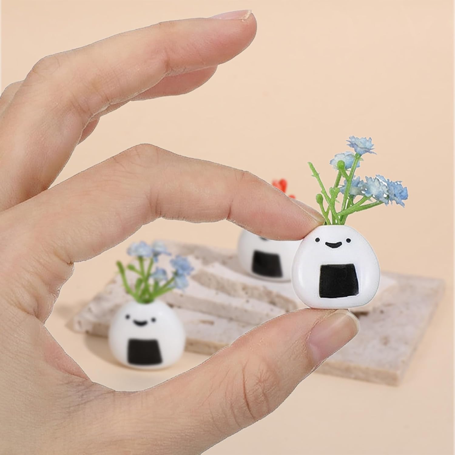 Handmade Ceramic Rice Ball Miniature Vases / Set of 12