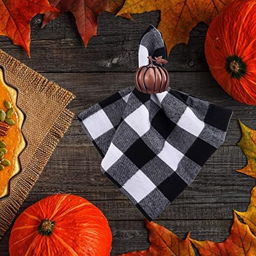 STMK Thanksgiving Day Napkin Rings, Rustic Harvest Pumpkin Napkin Rings, Alloy Napkin Holder for Halloween Fall Thanksgiving Day Table Decorations (Harvest Pumpkin, 8)