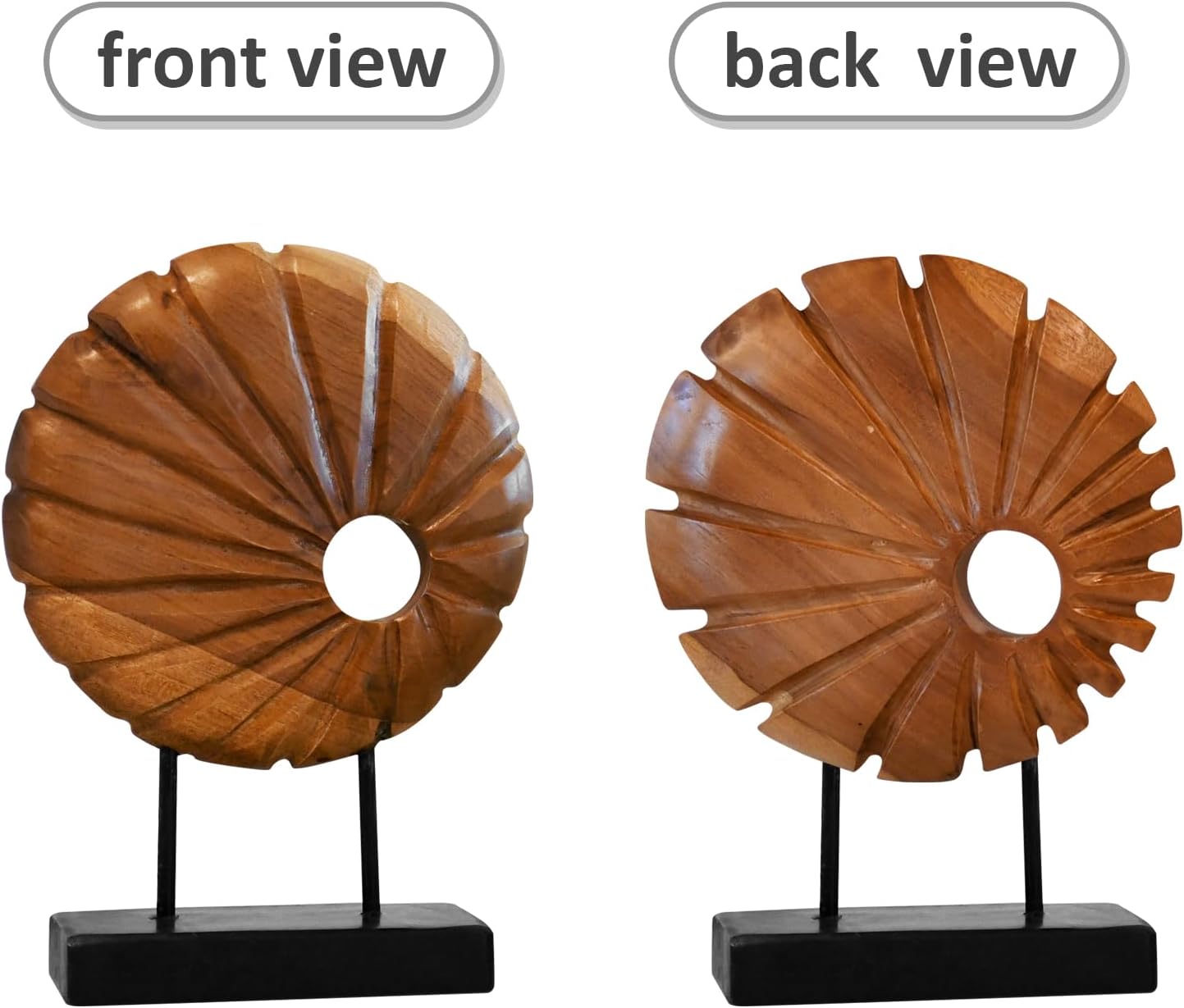 Teak Sculpture Home Décor / 13.8 x 9.8 x 3.5