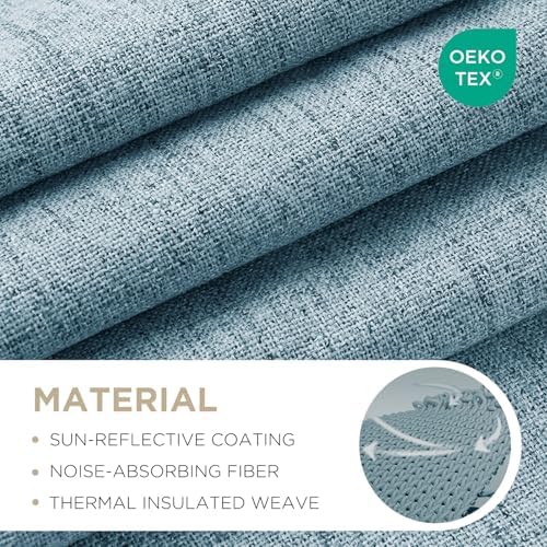 Joydeco Blackout Curtains for Bedroom - 100% Light Blocking 2 Panels Sky Blue Drapes 42" W x 72" L, Thermal Insulated