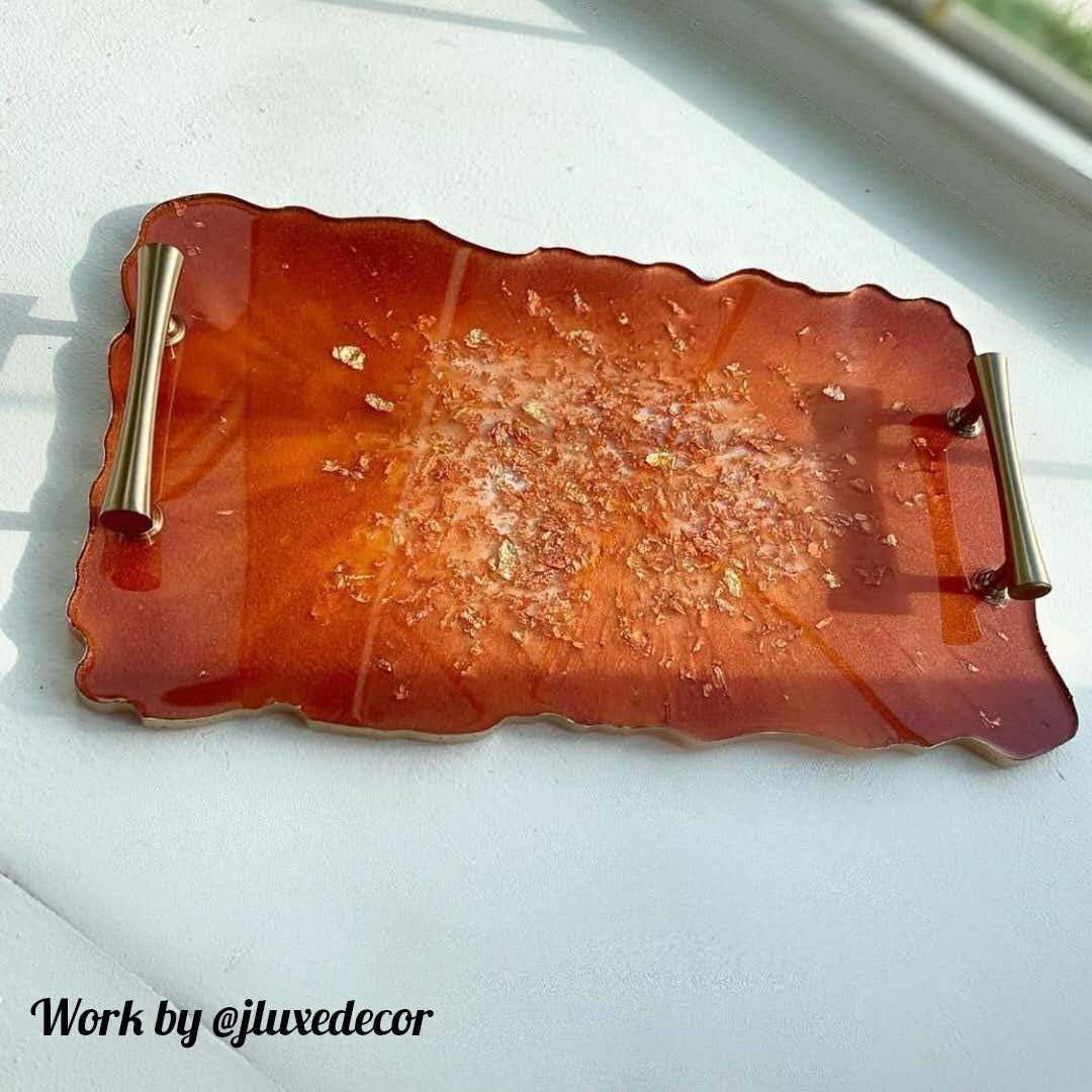 2 Size XL Large Tray Silicone Molds Epoxy Resin Geode Tray Mold / Gold / 14 Inch