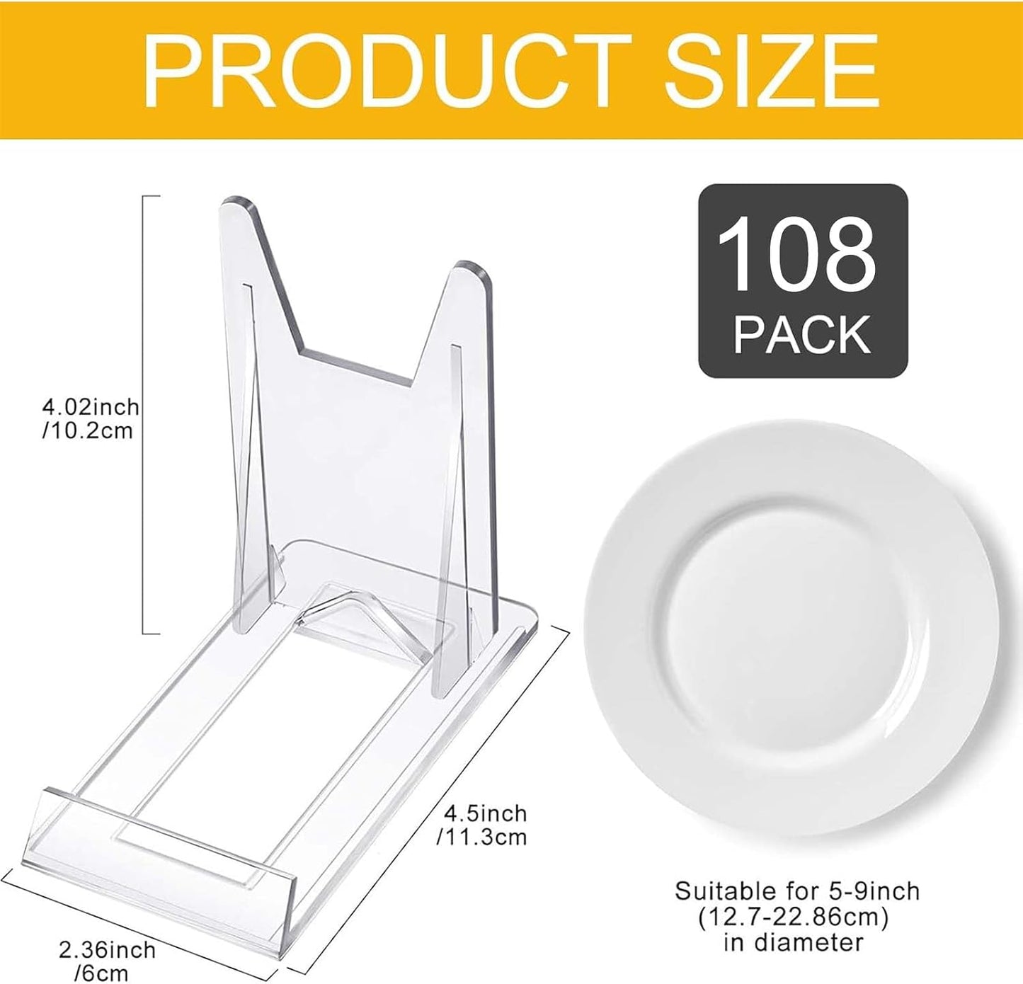Zonon Acrylic Plate Stands for Display Adjustable Plastic Stand Holders Picture Plate Holders Clear Mini Easels Stands