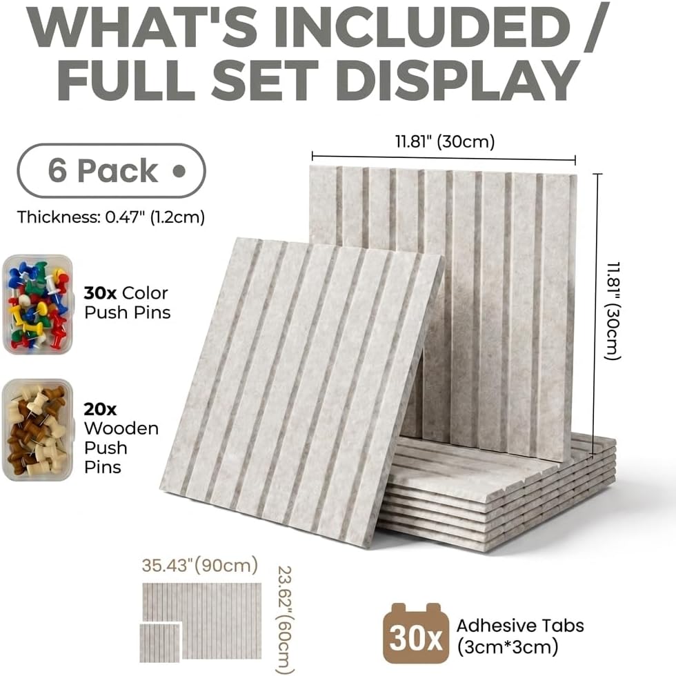 Thick Felt Bulletin Board / Oatmeal / Set of 6