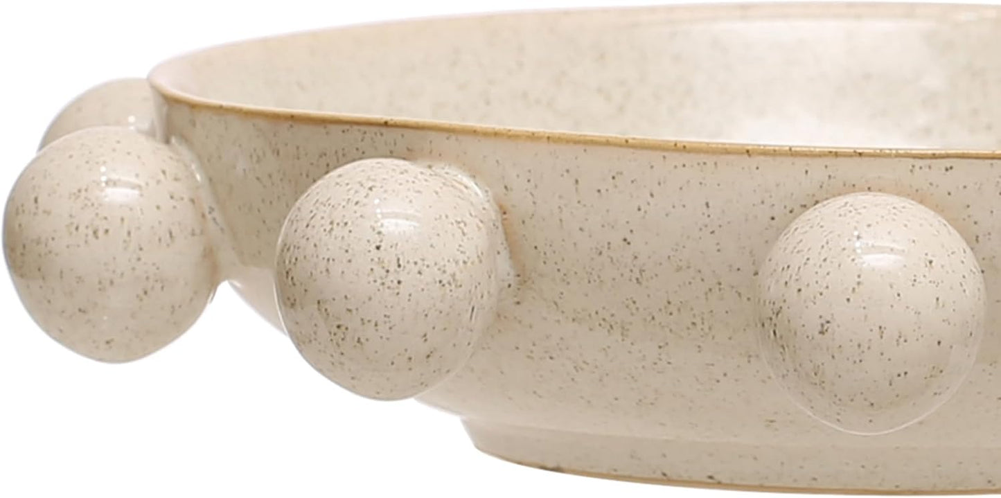 Orbs and Reactive Glaze / Cream / 9.63" L x 9.25" W x 2" H / 9.75 Inch