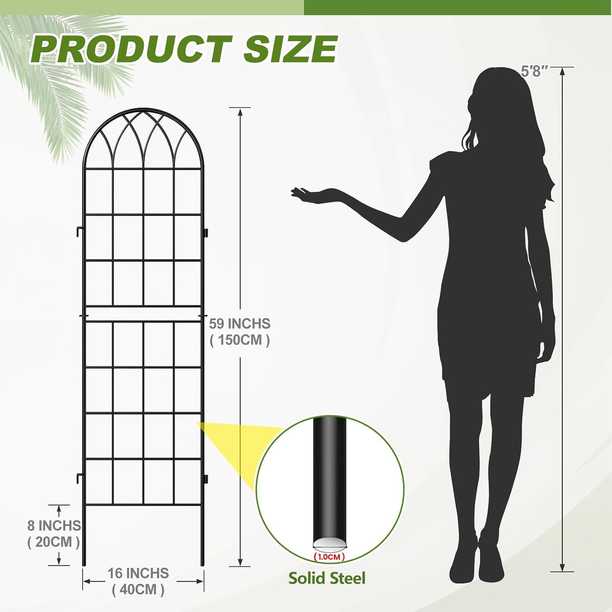 4 Pack Garden Trellis for Climbing Plants, 59 Inch Metal Trellis | Decorative Plant Support Trellis for Climbing Plants