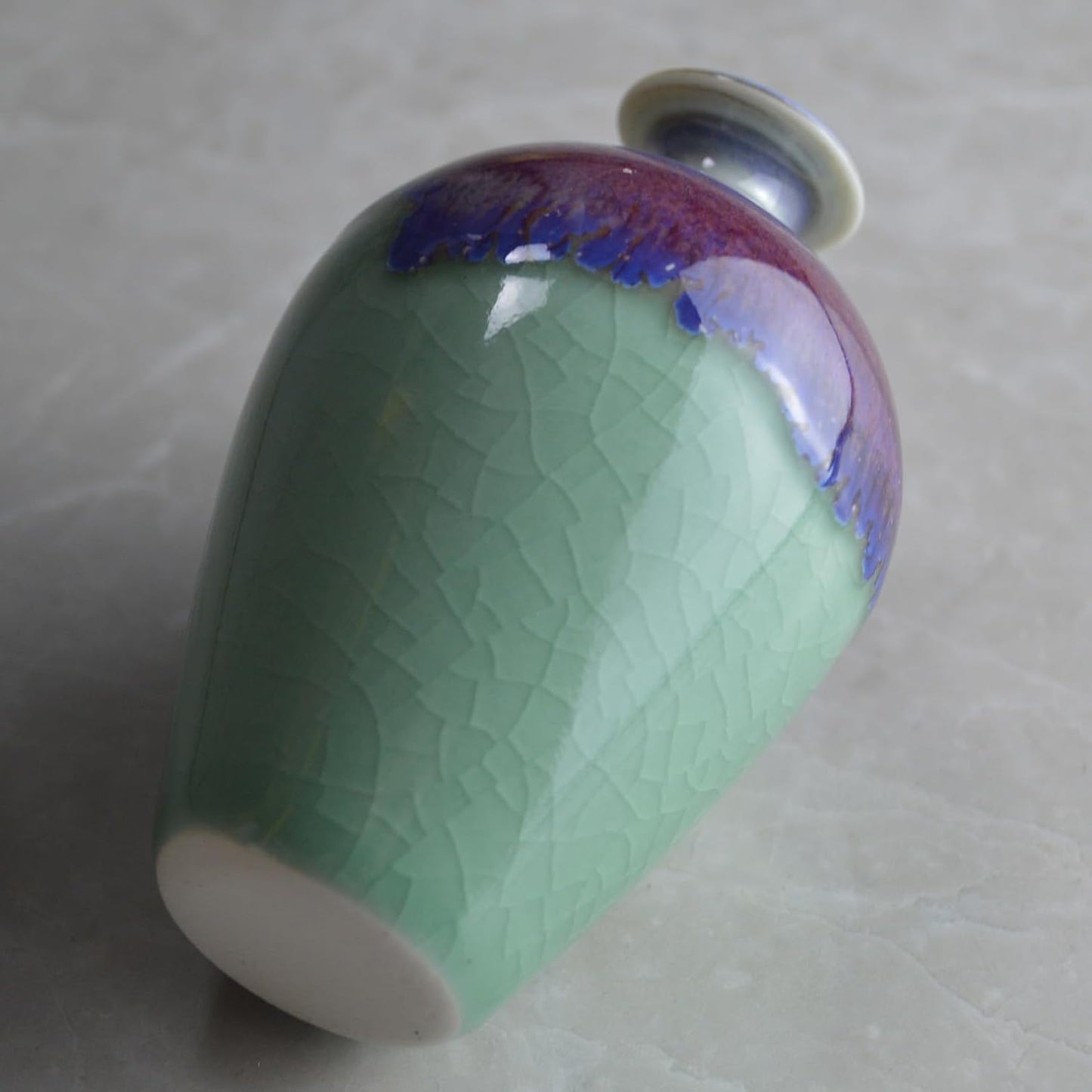 Glazed Porcelain Mini Tiny Vase Ceramic Mini Crackle Ice Pattern for Decoration / Plum, Emerald