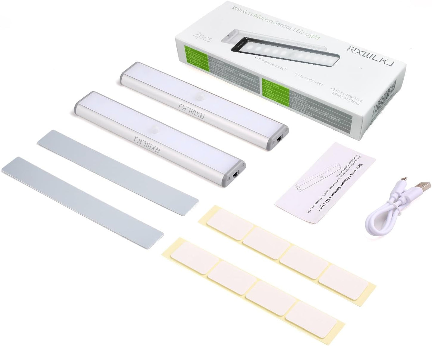 RXWLKJ Stick-on Anywhere Portable Little Light Wireless LED Under Cabinet Lights 10-LED Motion Sensor Activated Night