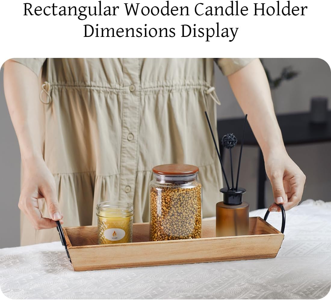 Rectangle Wood Candle Tray / Beech / Black