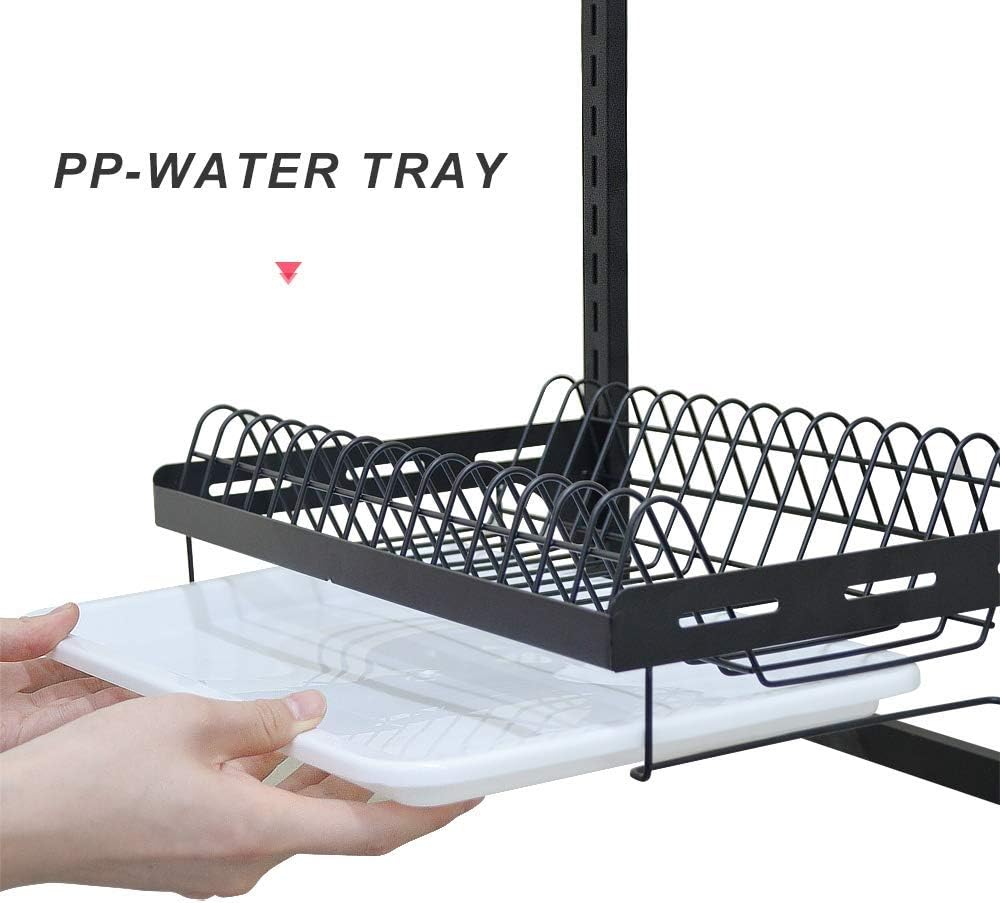 junyuan Hanging Dish Drying Rack Wall Mount,Dish Racks Drainer,3 Tier Kitchen Plate Organizer Storage Shelf with Drain
