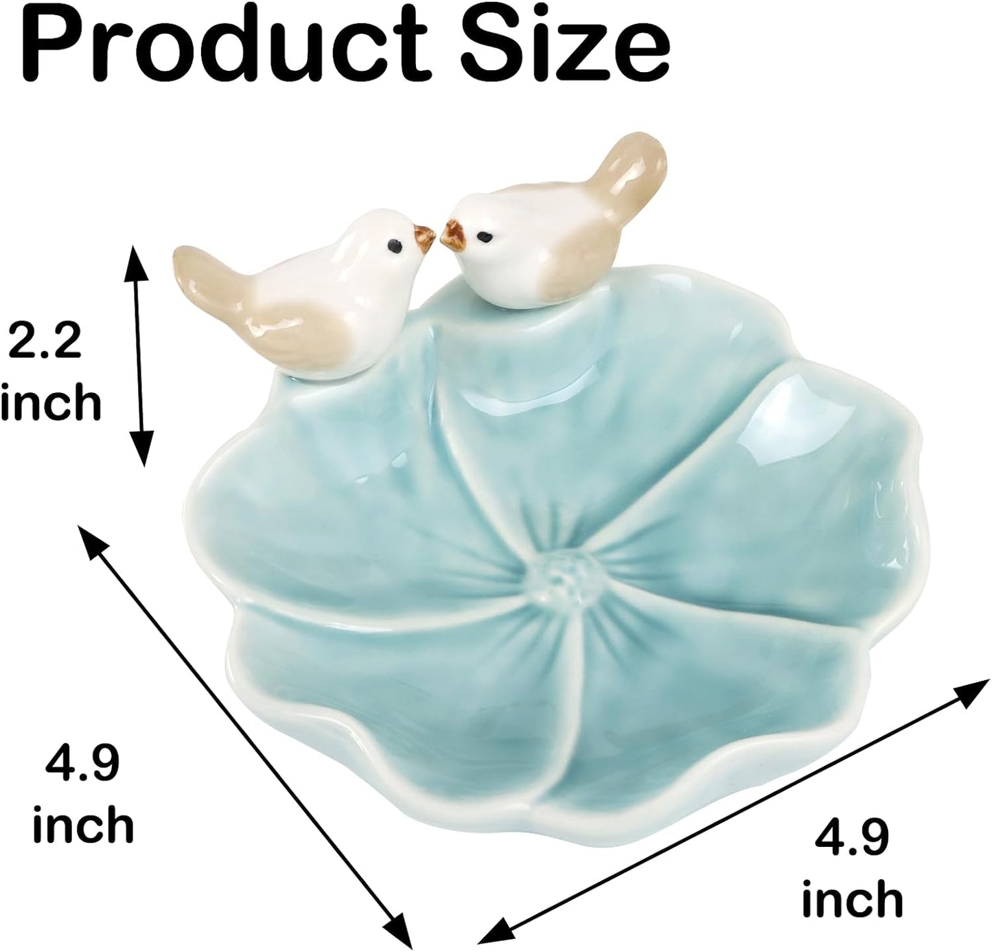 Ceramic Jewelry Tray Trinket Dish Decorative Bird & Lotus Leaf Ring Holder Dish Aesthetic / Blue