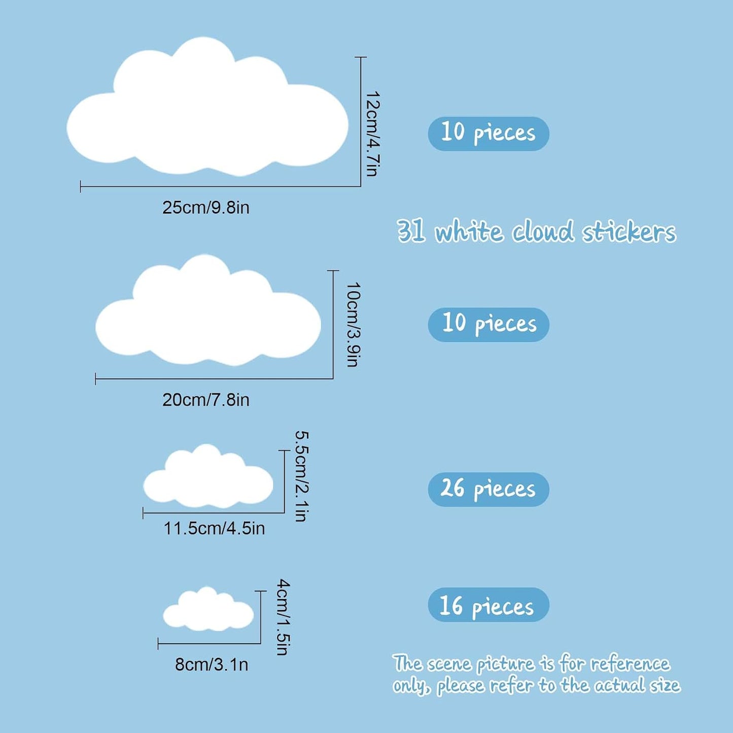 62PC Cloud Wall Stickers / Cloud-62pc / White