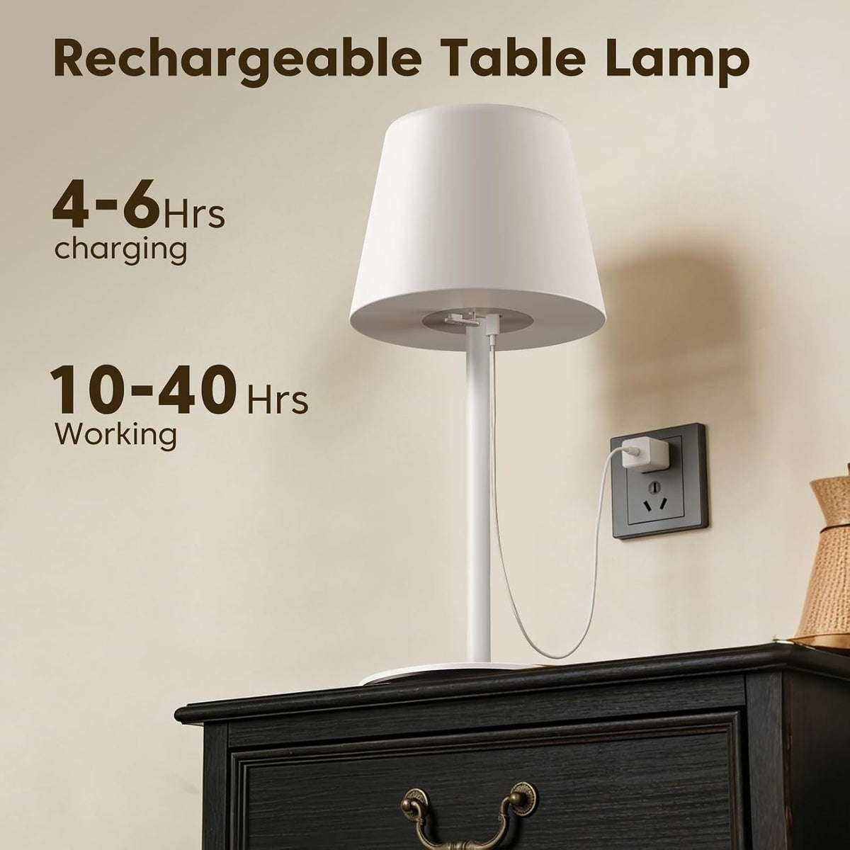 IP65 Shower Lamp Waterproof,Cordless Rechargeable Table Lamp Indoor Outdoor | Bathroom Lamp,4000mAh Battery Operated，3
