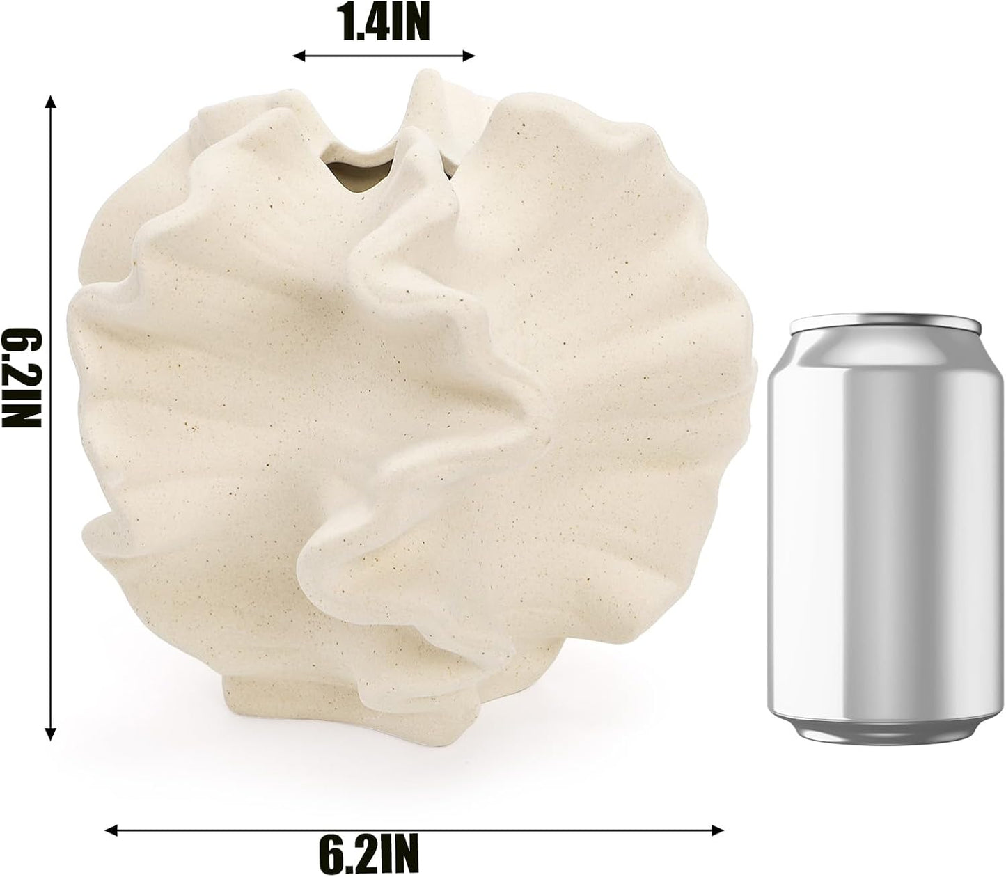 Off Ceramic Flower Vase / White / 6 Inch