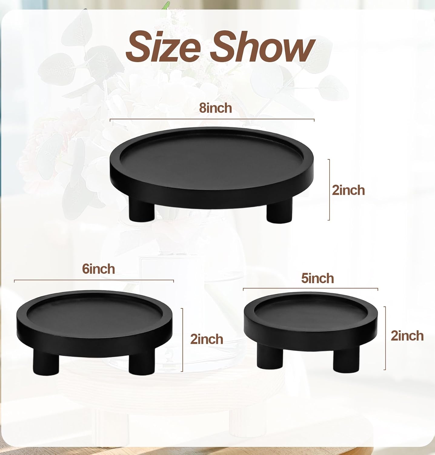 Wood Plant Stand Indoor Outdoor / Black / Set of 3